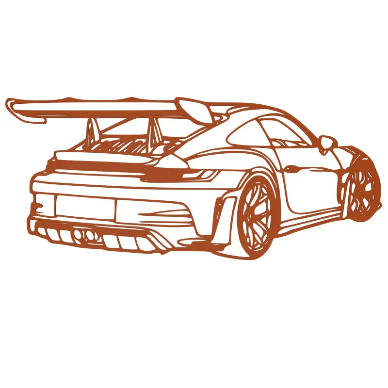 Tył Porsche 911 – Dekoracja Ścienna - Pomarańczowy